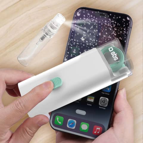 Set per pulizia multifunzione auricolari SBS - spazzolino - schermo - penna e cotone bianco - TEEARCLEANSETMULTI